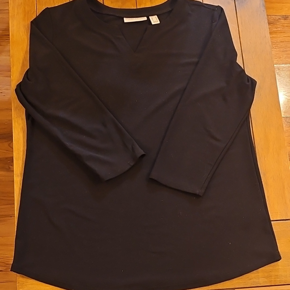 Susan Graver Black V-Neck Blouse